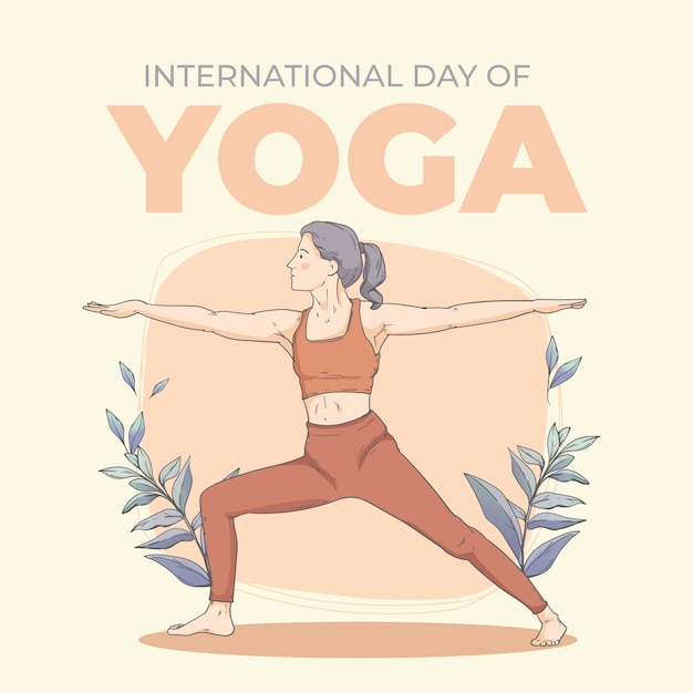 Gratis vector hand getekende internationale yoga dag illustratie