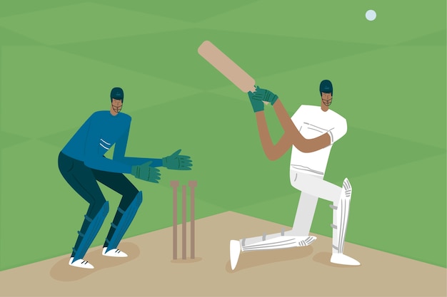 Hand getekende ipl cricket illustratie