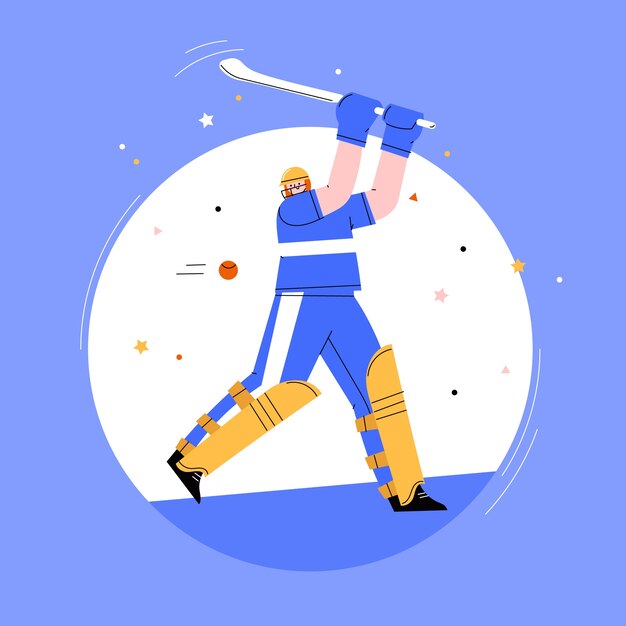 Hand getekende ipl cricket illustratie