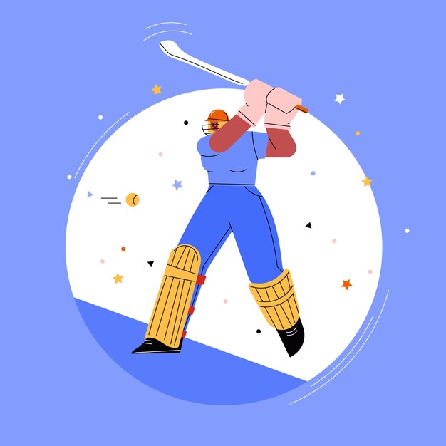 Gratis vector hand getekende ipl cricket illustratie