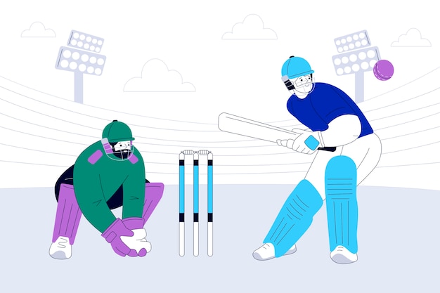 Gratis vector hand getekende ipl cricket illustratie