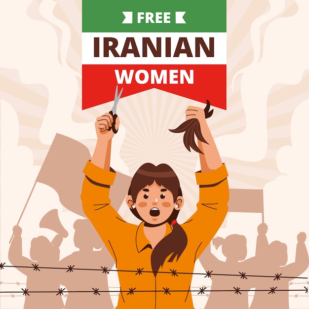 Hand getekende Iraanse vrouwen illustratie