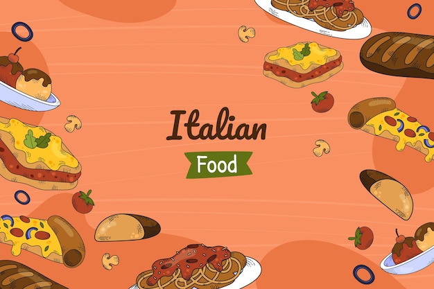 Gratis vector hand getekende italiaanse keuken illustratie