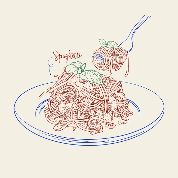 Gratis vector hand getekende italiaanse keuken illustratie
