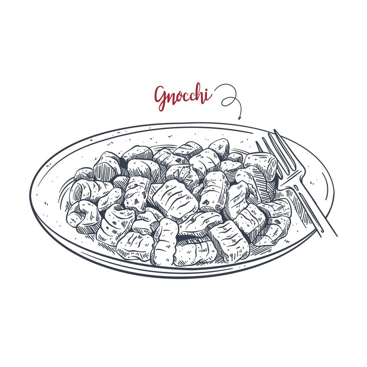 Gratis Vector hand getekende italiaanse keuken illustratie