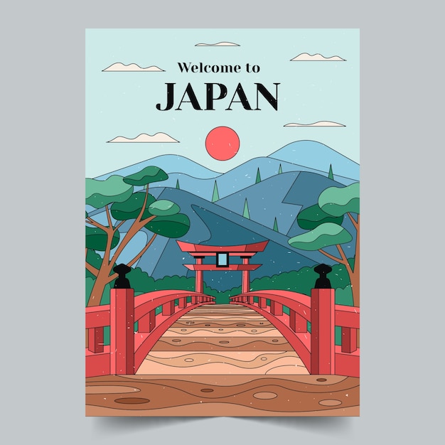 Gratis vector hand getekende japan poster sjabloon