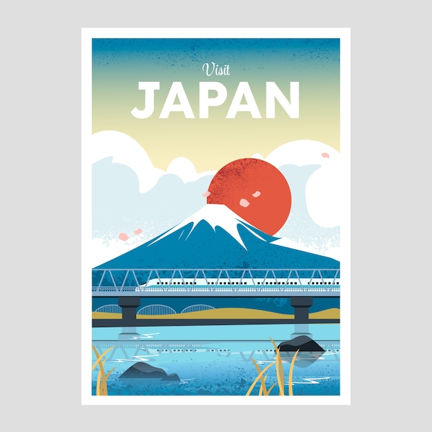 Hand getekende japan poster sjabloon