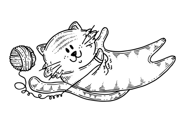 Hand getekende kat schets illustratie