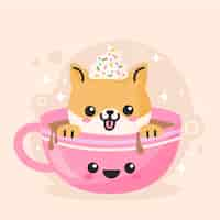 Gratis vector hand getekende kawaii eten illustratie