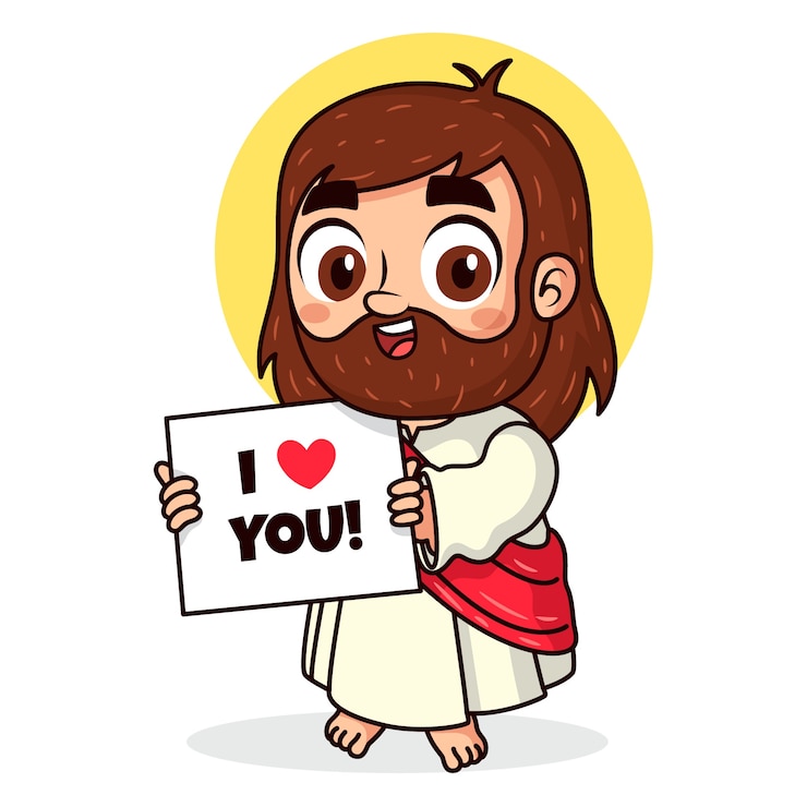 Gratis Vector hand getekende kawaii jezus illustratie