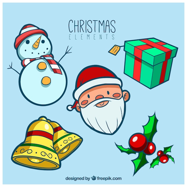 Gratis vector hand getekende kerst elementen