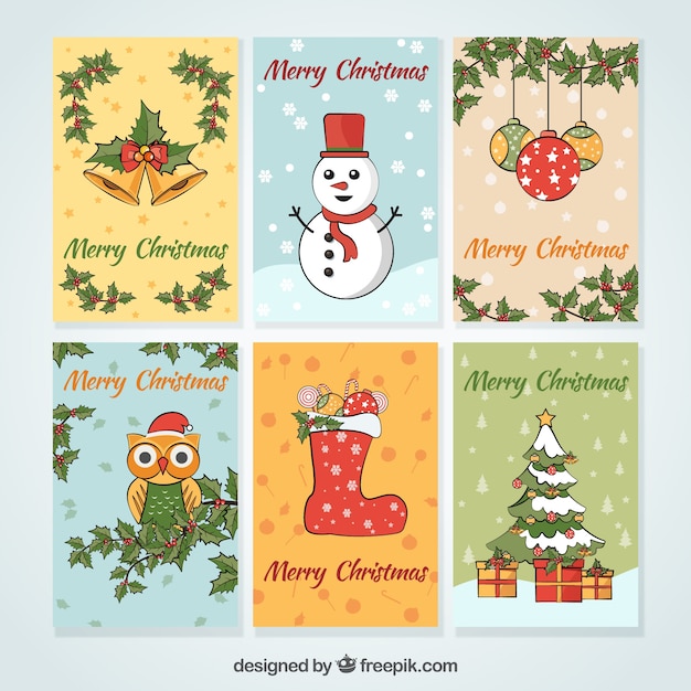 Gratis vector hand getekende kerstkaart collectie