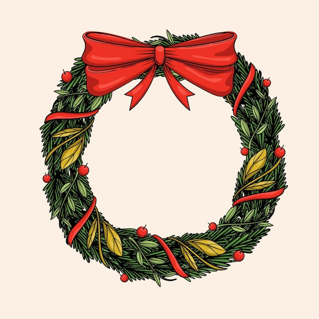 Gratis vector hand getekende kerstkrans