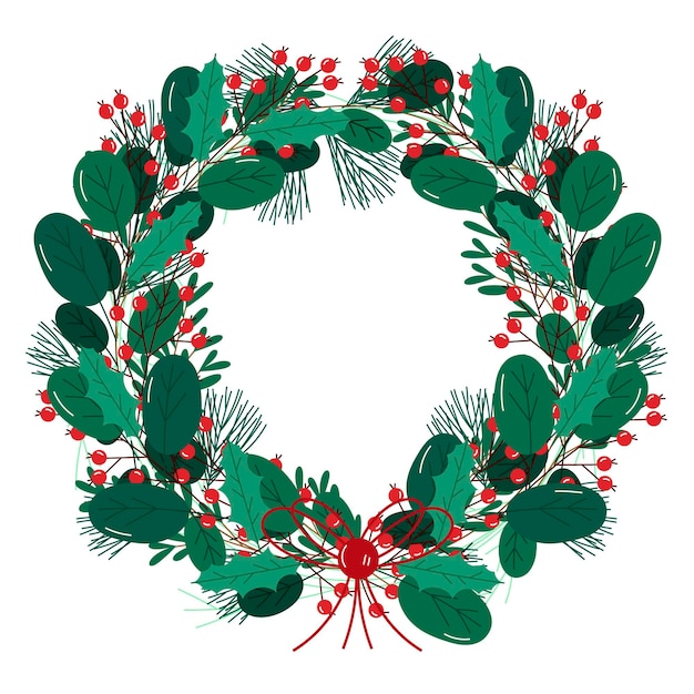 Gratis vector hand getekende kerstkrans