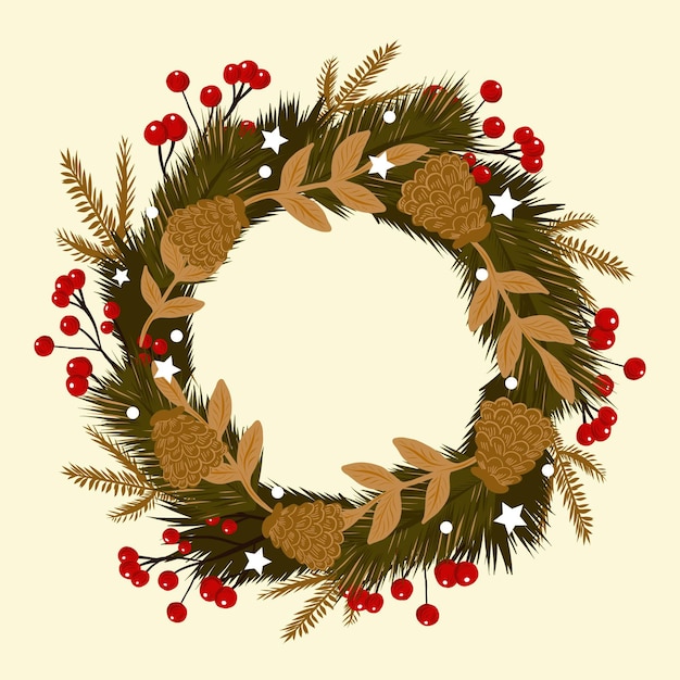 Gratis vector hand getekende kerstkrans