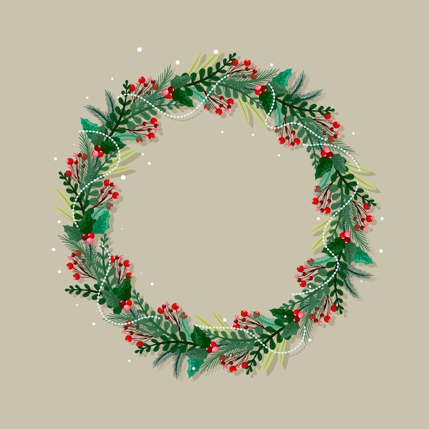 Gratis vector hand getekende kerstkrans