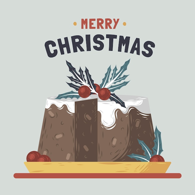 Gratis vector hand getekende kerstpudding illustratie