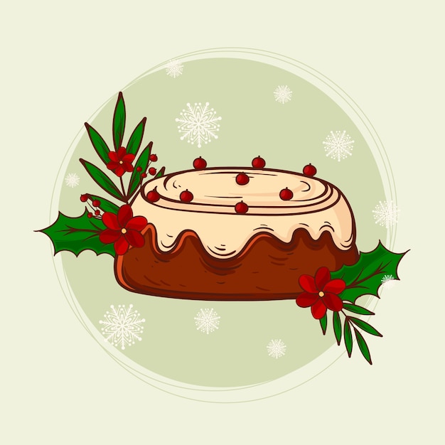 Gratis vector hand getekende kerstpudding illustratie