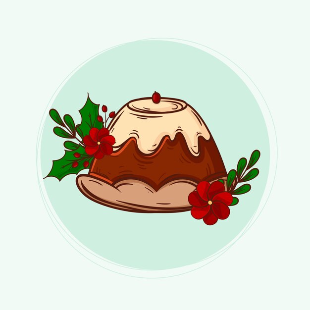 Gratis vector hand getekende kerstpudding illustratie