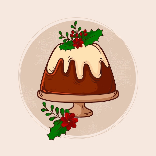 Gratis vector hand getekende kerstpudding illustratie