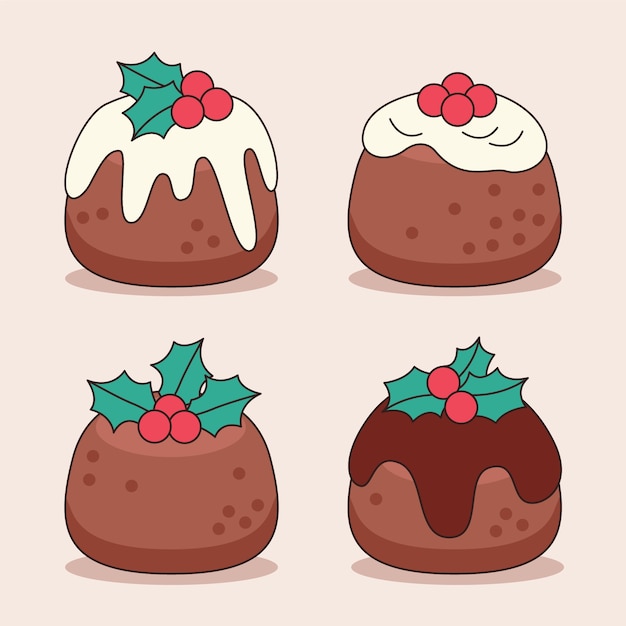 Gratis vector hand getekende kerstpudding illustratie