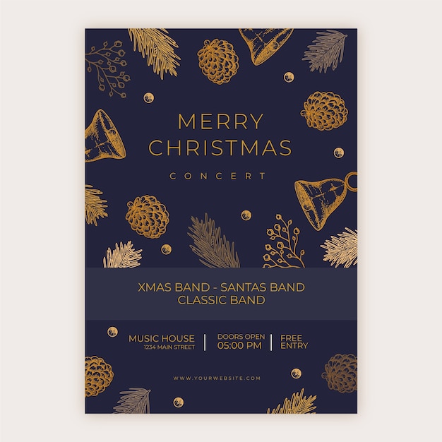 Gratis vector hand getekende kerstseizoen poster sjabloon