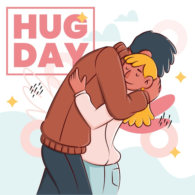 Hand getekende knuffel dag illustratie