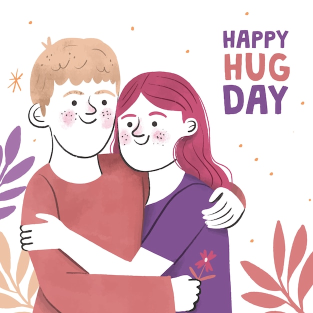 Gratis vector hand getekende knuffel dag illustratie