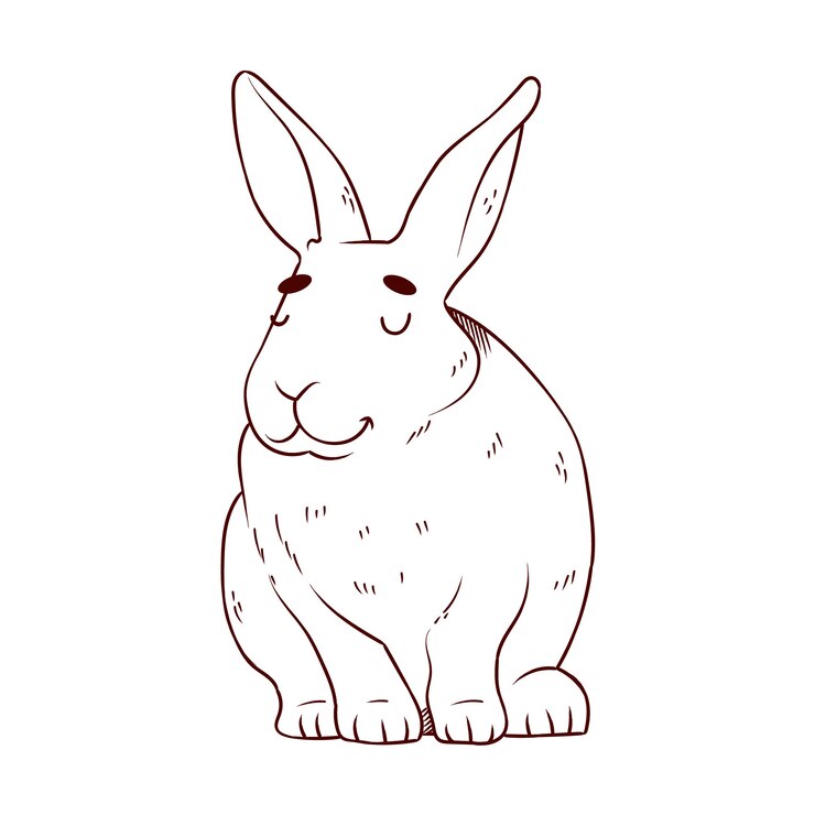 Gratis Vector hand getekende konijn overzicht illustratie