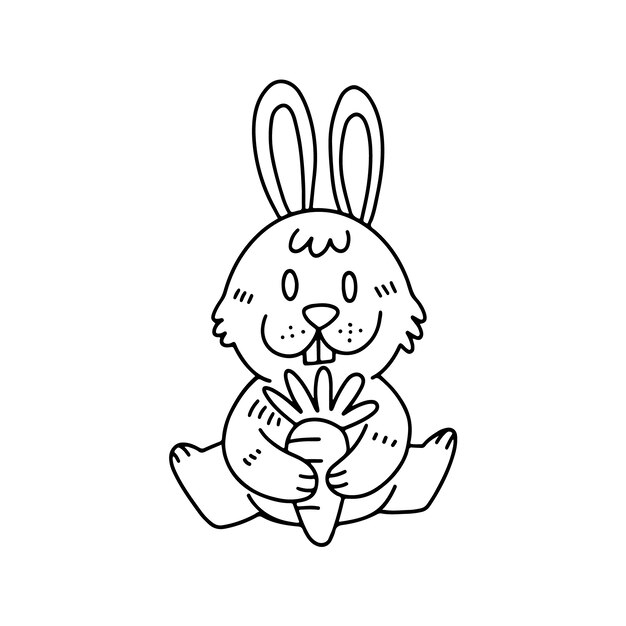 Hand getekende konijn overzicht illustratie