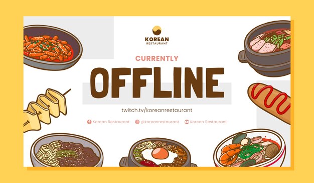 Gratis vector hand getekende koreaanse restaurant twitch achtergrond