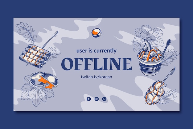 Gratis vector hand getekende koreaanse restaurant twitch achtergrond