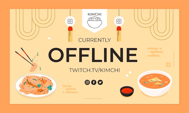 Gratis vector hand getekende koreaanse restaurant twitch achtergrond