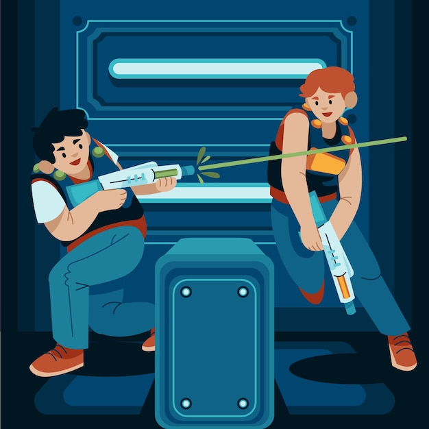 Gratis vector hand getekende laser tag illustratie