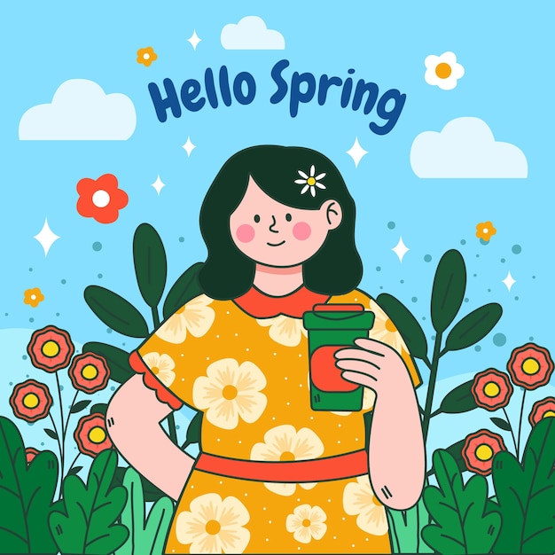 Hand getekende lente illustratie