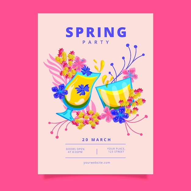 Gratis vector hand getekende lente partij poster