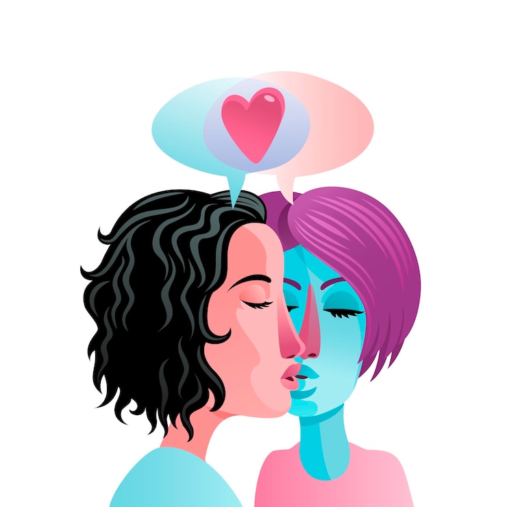 Gratis Vector hand getekende lesbische kus