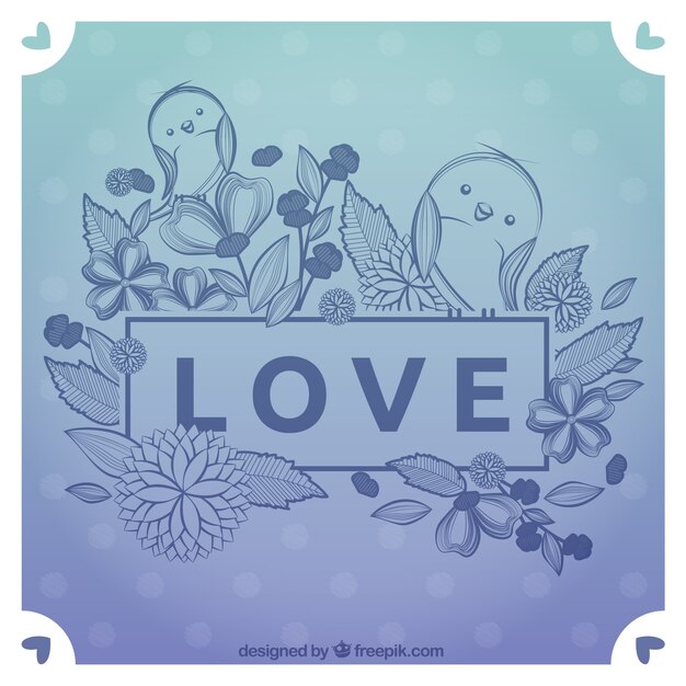 Gratis vector hand getekende liefde kaart met vogels