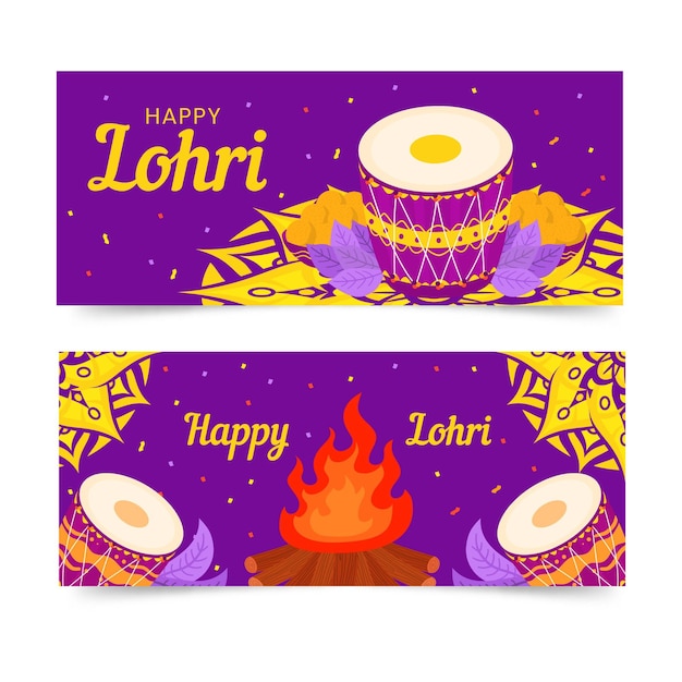 Hand getekende lohri banner