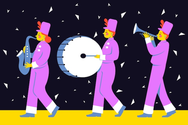 Gratis vector hand getekende marching band illustratie