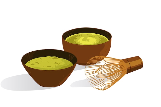 Gratis vector hand getekende matcha thee achtergrond