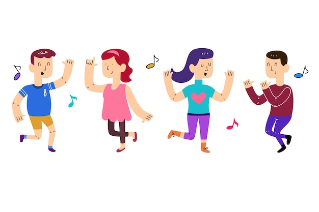 Hand getekende mensen dansen illustratie