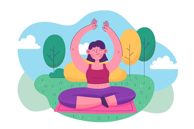 Hand getekende mensen die yoga doen