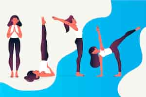 Gratis vector hand getekende mensen die yoga doen