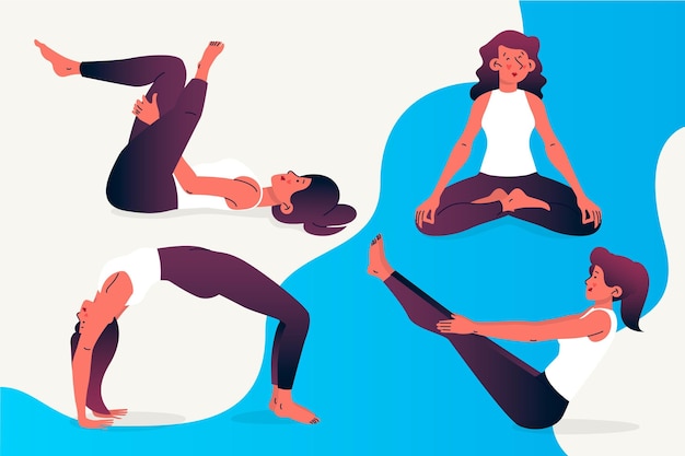 Hand getekende mensen die yoga doen