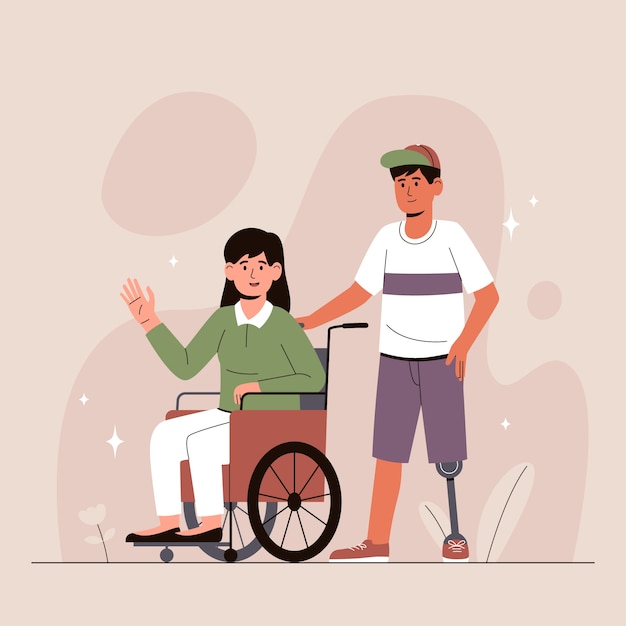 Gratis vector hand getekende mensen met een handicap illustratie