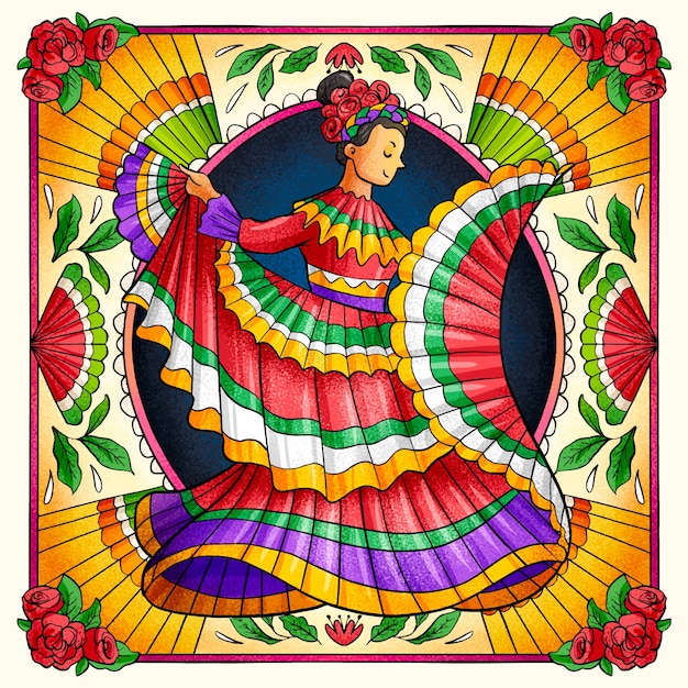 Gratis vector hand getekende mexicaanse cultuur illustratie