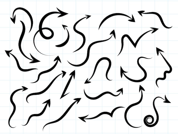 Hand getekende moderne pijl ontwerpset vector