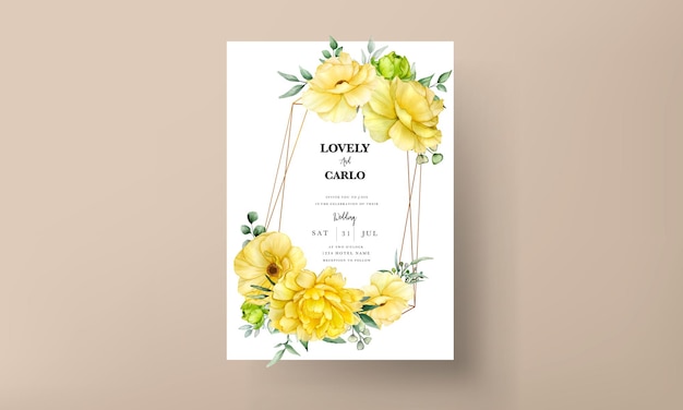 Hand getekende mooie bloemen bruiloft uitnodigingskaarten set