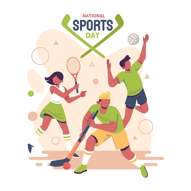 Hand getekende nationale sportdag illustratie